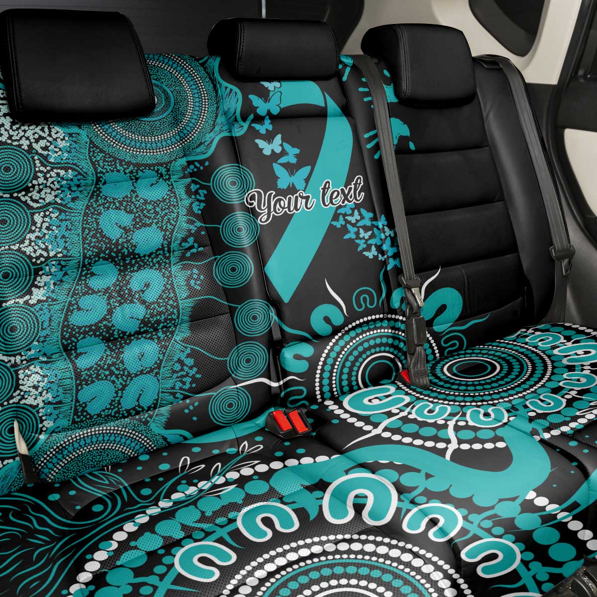 PTSD Awareness Personalised Back Car Seat Cover Aboriginal Ribbon Dot Painting