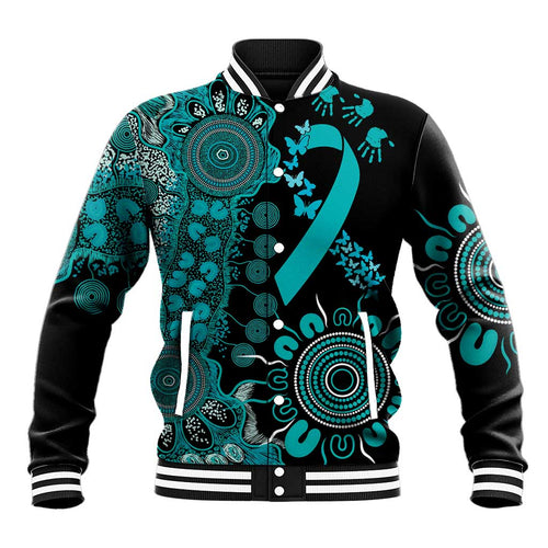 PTSD Awareness Personalised Baseball Jacket Aboriginal Ribbon Dot Painting
