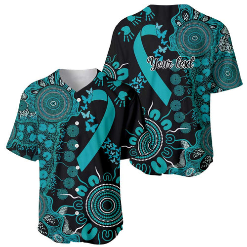 PTSD Awareness Personalised Baseball Jersey Aboriginal Ribbon Dot Painting