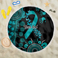 PTSD Awareness Personalised Beach Blanket Aboriginal Ribbon Dot Painting