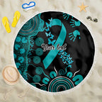 PTSD Awareness Personalised Beach Blanket Aboriginal Ribbon Dot Painting