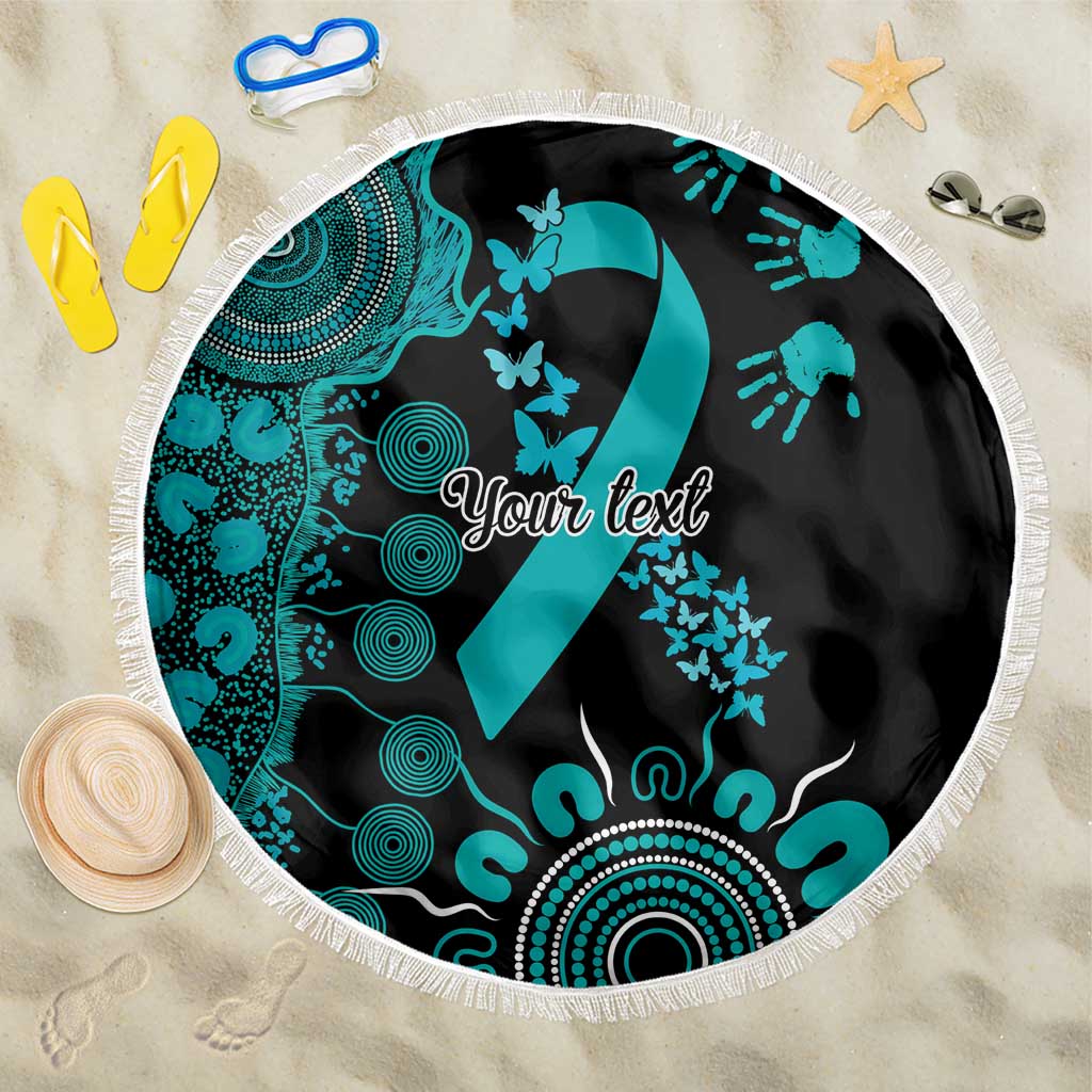 PTSD Awareness Personalised Beach Blanket Aboriginal Ribbon Dot Painting