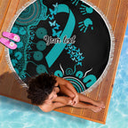 PTSD Awareness Personalised Beach Blanket Aboriginal Ribbon Dot Painting