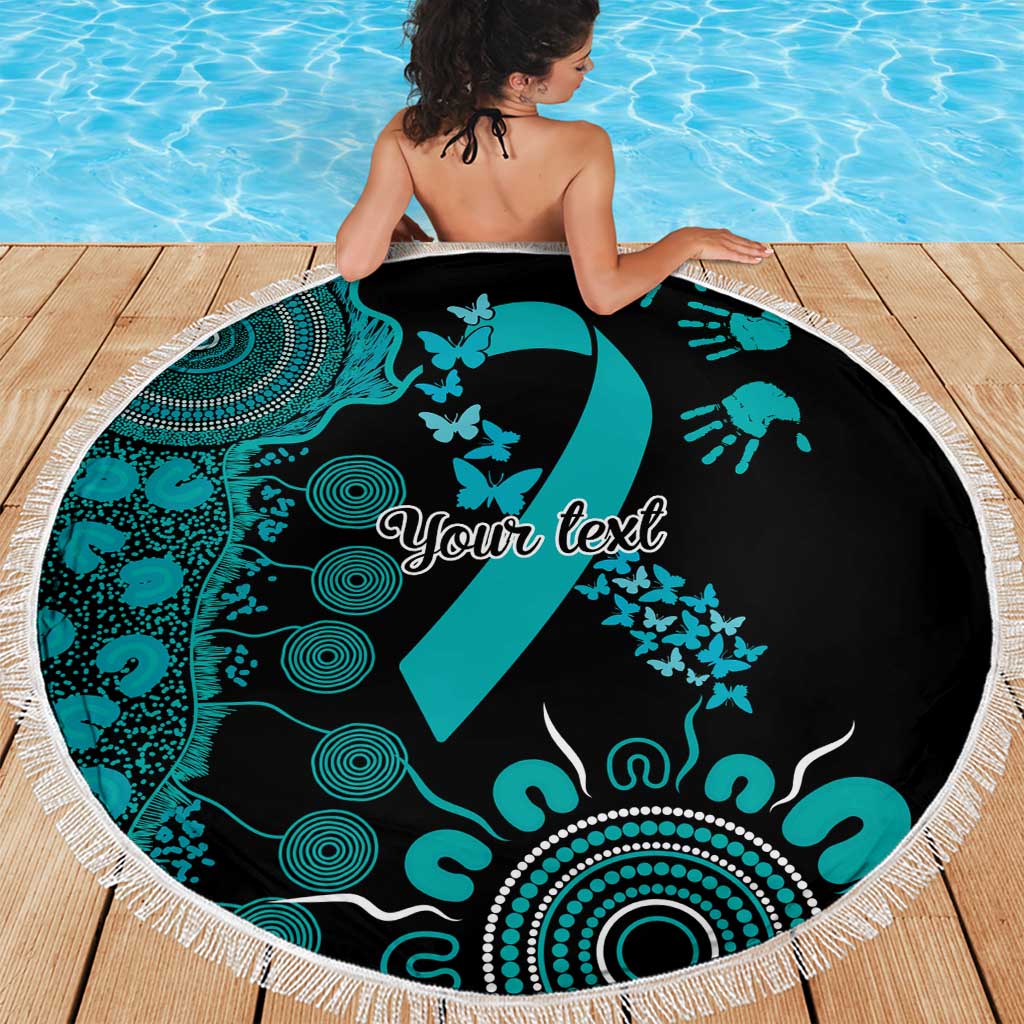 PTSD Awareness Personalised Beach Blanket Aboriginal Ribbon Dot Painting