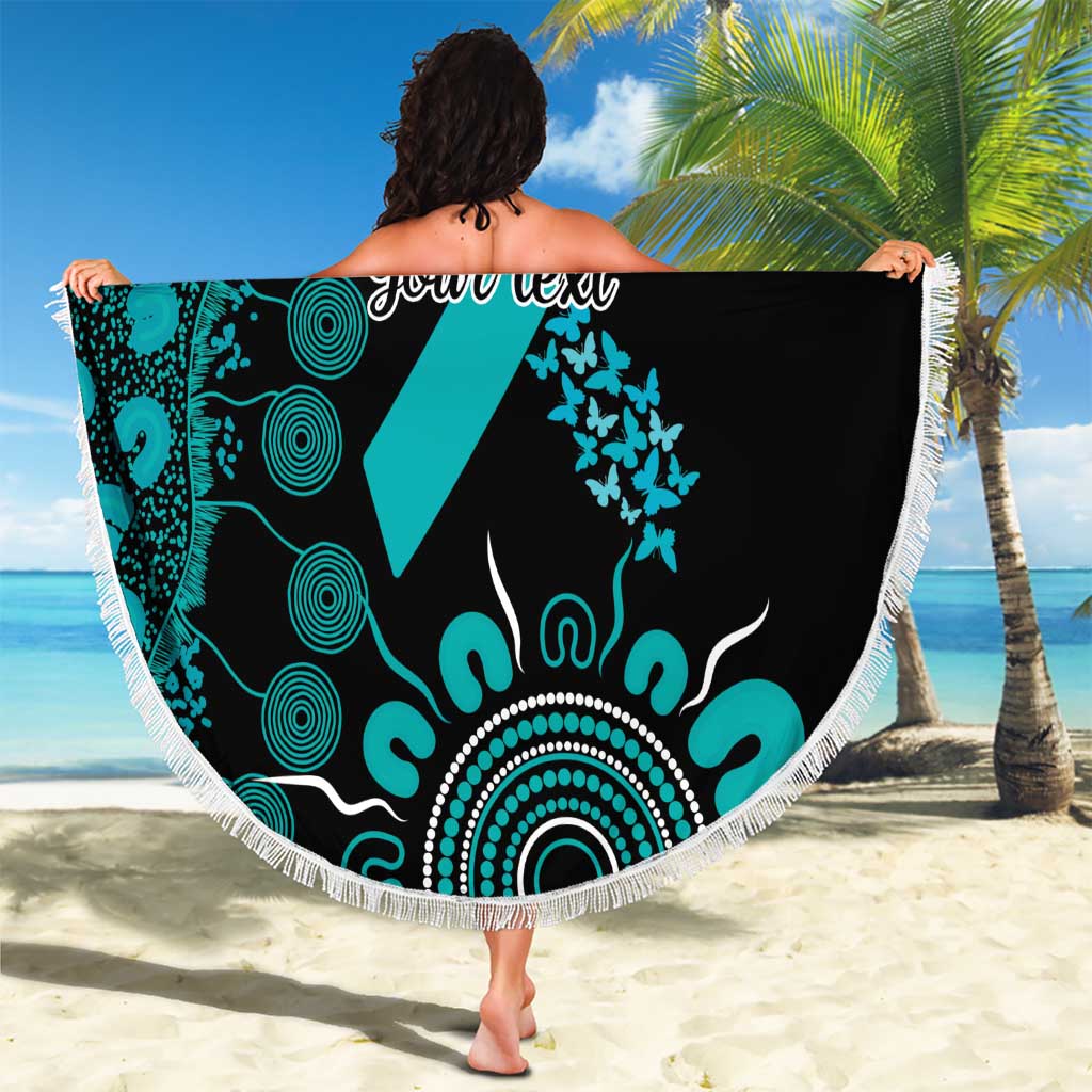 PTSD Awareness Personalised Beach Blanket Aboriginal Ribbon Dot Painting