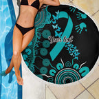PTSD Awareness Personalised Beach Blanket Aboriginal Ribbon Dot Painting