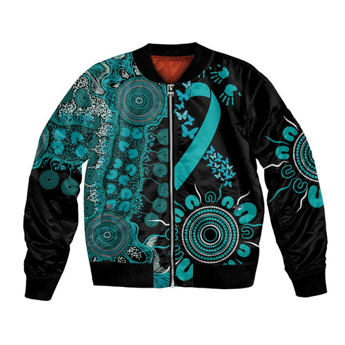 PTSD Awareness Personalised Bomber Jacket Aboriginal Ribbon Dot Painting