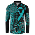 PTSD Awareness Personalised Button Sweatshirt Aboriginal Ribbon Dot Painting