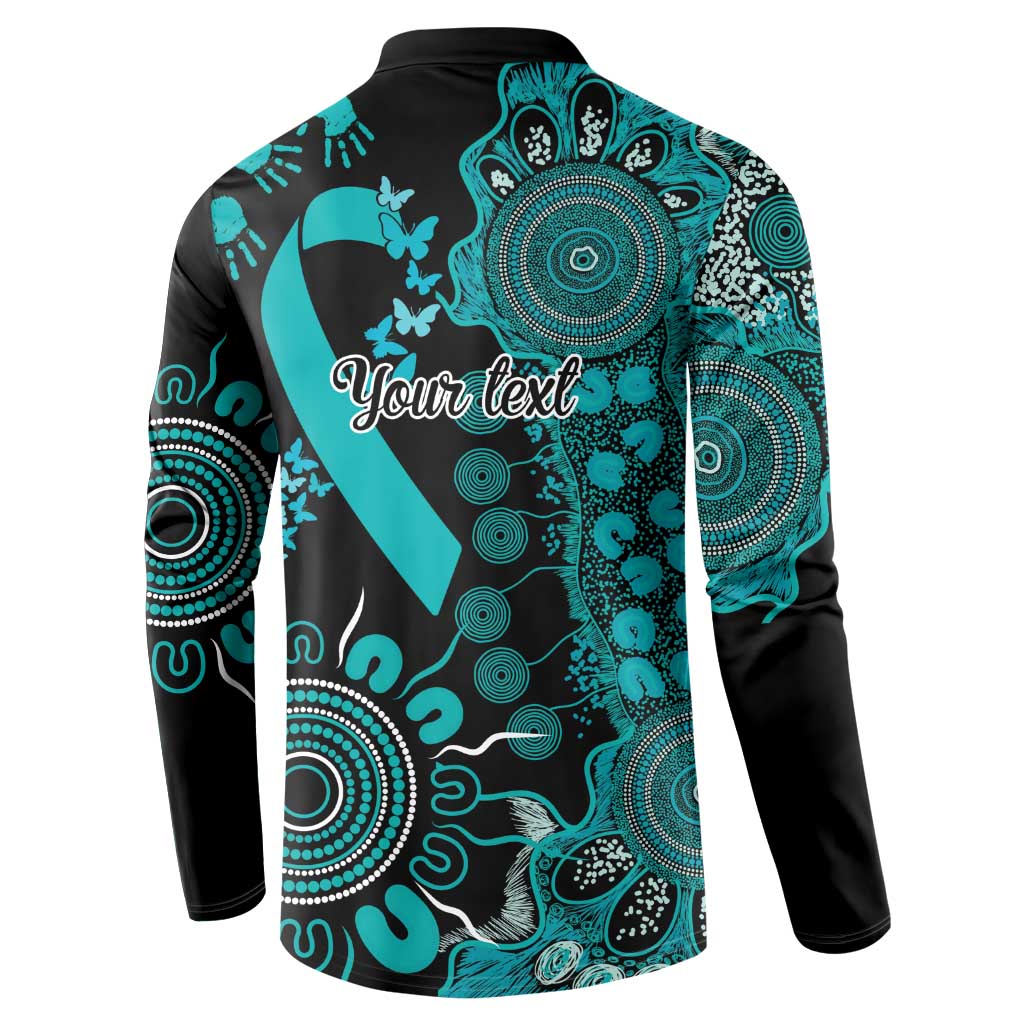 PTSD Awareness Personalised Button Sweatshirt Aboriginal Ribbon Dot Painting