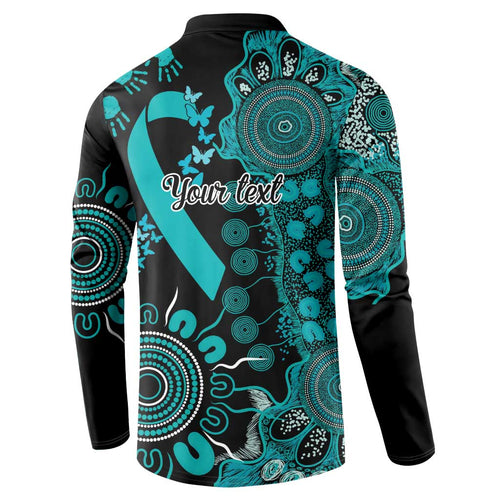 PTSD Awareness Personalised Button Sweatshirt Aboriginal Ribbon Dot Painting