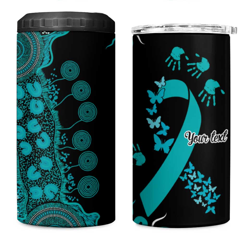 PTSD Awareness Personalised 4 in 1 Can Cooler Tumbler Aboriginal Ribbon Dot Painting