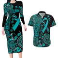 PTSD Awareness Personalised Couples Matching Long Sleeve Bodycon Dress and Hawaiian Shirt Aboriginal Ribbon Dot Painting