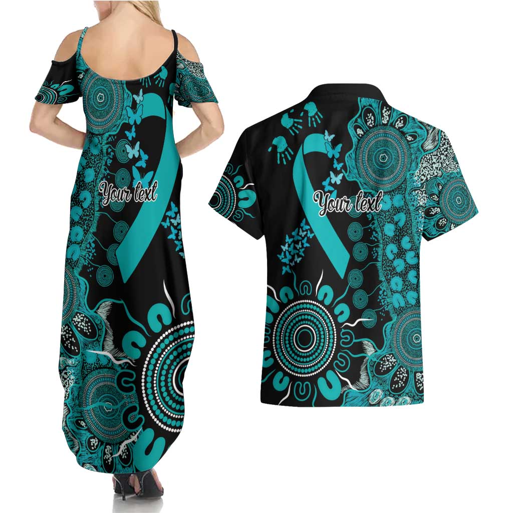 PTSD Awareness Personalised Couples Matching Summer Maxi Dress and Hawaiian Shirt Aboriginal Ribbon Dot Painting