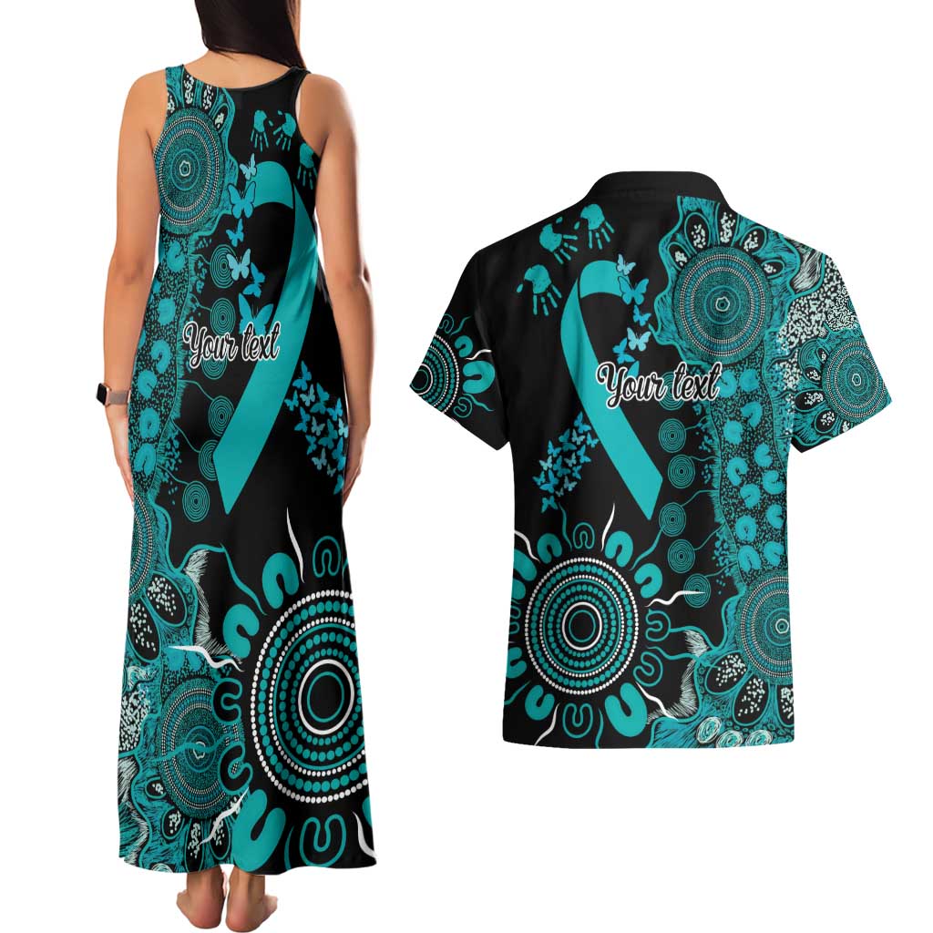 PTSD Awareness Personalised Couples Matching Tank Maxi Dress and Hawaiian Shirt Aboriginal Ribbon Dot Painting