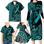 PTSD Awareness Personalised Family Matching Long Sleeve Bodycon Dress and Hawaiian Shirt Aboriginal Ribbon Dot Painting