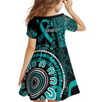 PTSD Awareness Personalised Family Matching Mermaid Dress and Hawaiian Shirt Aboriginal Ribbon Dot Painting