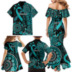 PTSD Awareness Personalised Family Matching Mermaid Dress and Hawaiian Shirt Aboriginal Ribbon Dot Painting