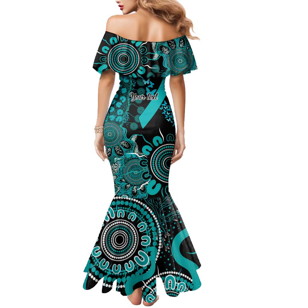 PTSD Awareness Personalised Family Matching Mermaid Dress and Hawaiian Shirt Aboriginal Ribbon Dot Painting