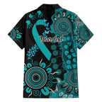 PTSD Awareness Personalised Family Matching Off The Shoulder Long Sleeve Dress and Hawaiian Shirt Aboriginal Ribbon Dot Painting