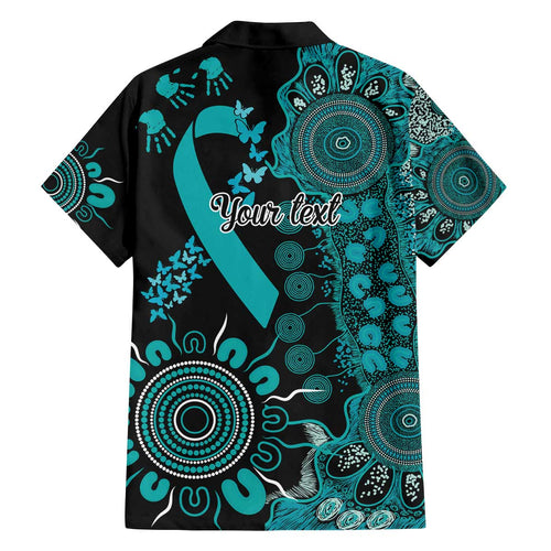 PTSD Awareness Personalised Family Matching Off The Shoulder Long Sleeve Dress and Hawaiian Shirt Aboriginal Ribbon Dot Painting