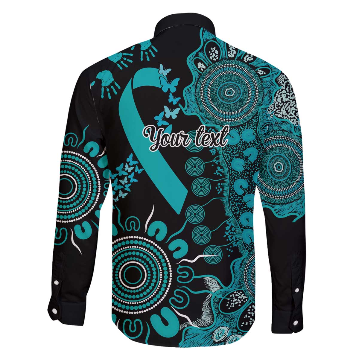 PTSD Awareness Personalised Family Matching Off The Shoulder Long Sleeve Dress and Hawaiian Shirt Aboriginal Ribbon Dot Painting