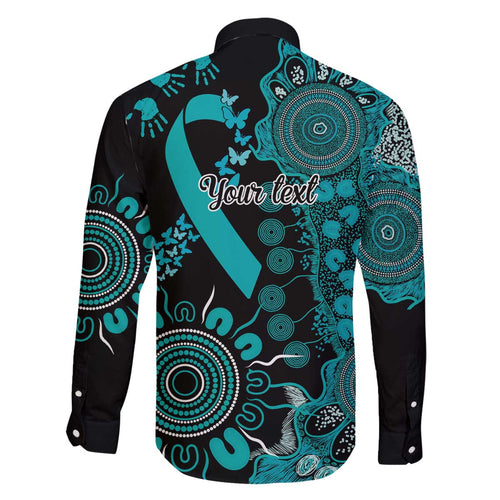 PTSD Awareness Personalised Family Matching Off The Shoulder Long Sleeve Dress and Hawaiian Shirt Aboriginal Ribbon Dot Painting