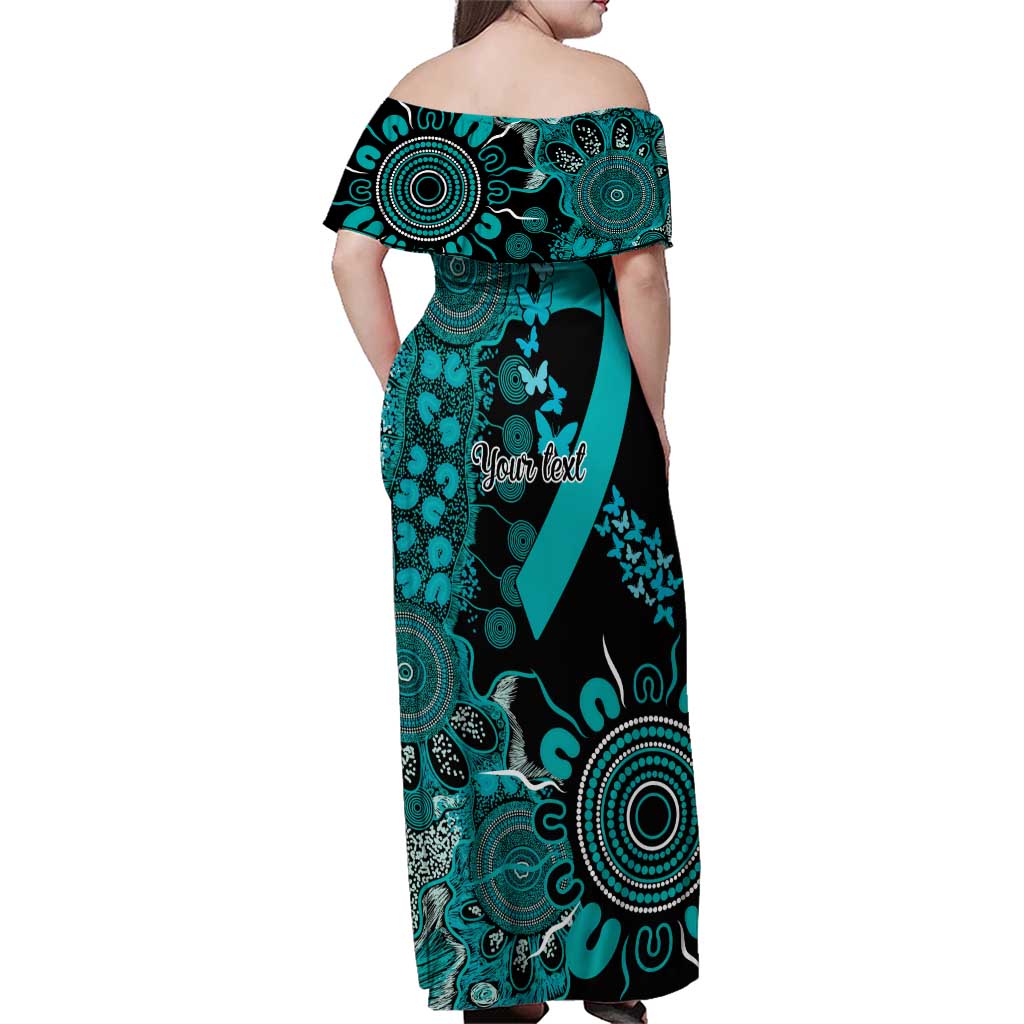 PTSD Awareness Personalised Family Matching Off Shoulder Maxi Dress and Hawaiian Shirt Aboriginal Ribbon Dot Painting