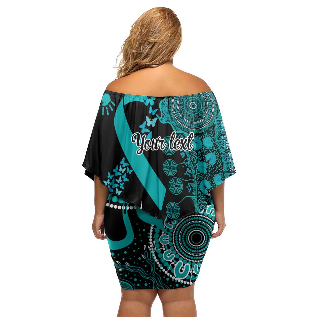 PTSD Awareness Personalised Family Matching Off Shoulder Short Dress and Hawaiian Shirt Aboriginal Ribbon Dot Painting