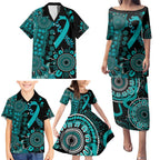 PTSD Awareness Personalised Family Matching Puletasi and Hawaiian Shirt Aboriginal Ribbon Dot Painting