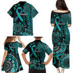 PTSD Awareness Personalised Family Matching Puletasi and Hawaiian Shirt Aboriginal Ribbon Dot Painting