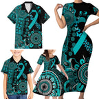PTSD Awareness Personalised Family Matching Short Sleeve Bodycon Dress and Hawaiian Shirt Aboriginal Ribbon Dot Painting