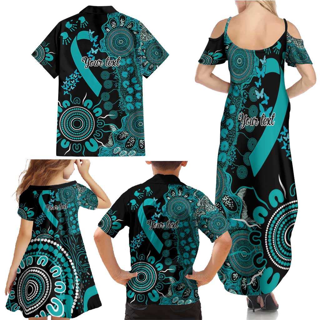 PTSD Awareness Personalised Family Matching Summer Maxi Dress and Hawaiian Shirt Aboriginal Ribbon Dot Painting