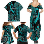 PTSD Awareness Personalised Family Matching Summer Maxi Dress and Hawaiian Shirt Aboriginal Ribbon Dot Painting