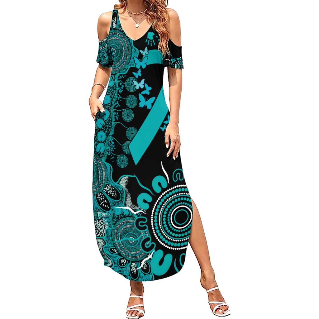PTSD Awareness Personalised Family Matching Summer Maxi Dress and Hawaiian Shirt Aboriginal Ribbon Dot Painting