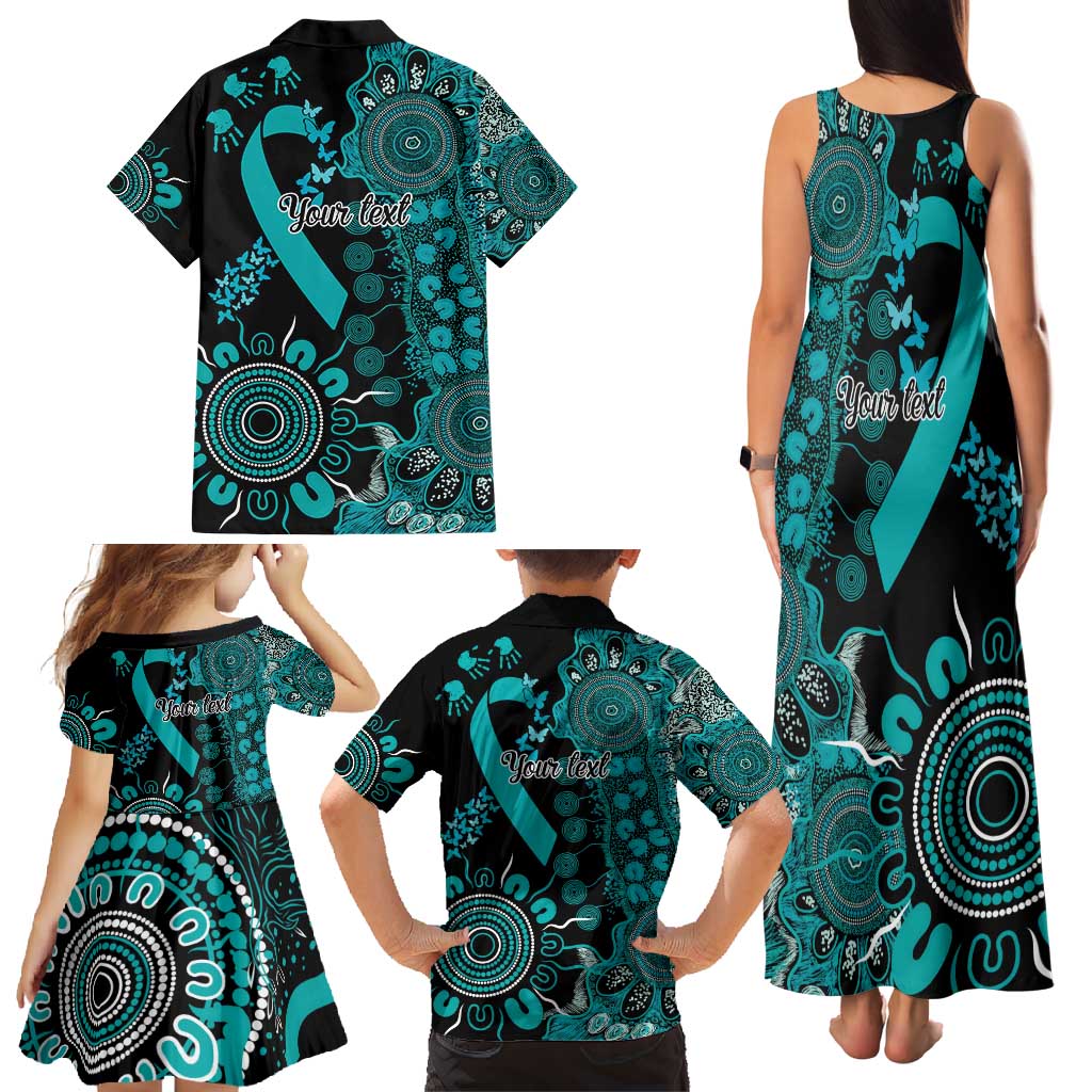 PTSD Awareness Personalised Family Matching Tank Maxi Dress and Hawaiian Shirt Aboriginal Ribbon Dot Painting