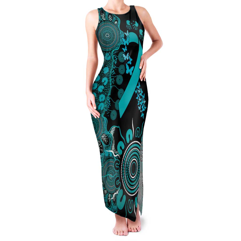 PTSD Awareness Personalised Family Matching Tank Maxi Dress and Hawaiian Shirt Aboriginal Ribbon Dot Painting