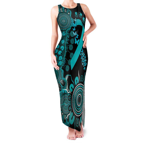 PTSD Awareness Personalised Family Matching Tank Maxi Dress and Hawaiian Shirt Aboriginal Ribbon Dot Painting