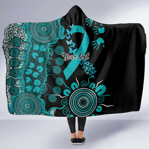 PTSD Awareness Personalised Hooded Blanket Aboriginal Ribbon Dot Painting