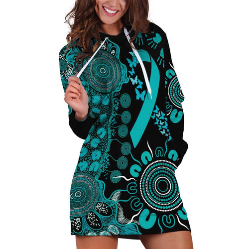 PTSD Awareness Personalised Hoodie Dress Aboriginal Ribbon Dot Painting