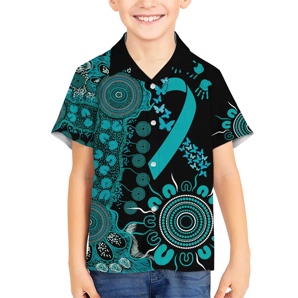 PTSD Awareness Personalised Kid Hawaiian Shirt Aboriginal Ribbon Dot Painting