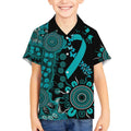 PTSD Awareness Personalised Kid Hawaiian Shirt Aboriginal Ribbon Dot Painting