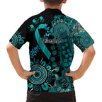 PTSD Awareness Personalised Kid Hawaiian Shirt Aboriginal Ribbon Dot Painting