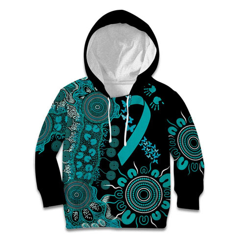 PTSD Awareness Personalised Kid Hoodie Aboriginal Ribbon Dot Painting
