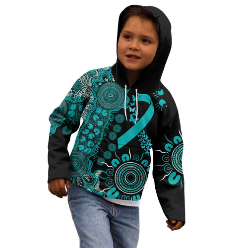 PTSD Awareness Personalised Kid Hoodie Aboriginal Ribbon Dot Painting