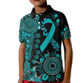 PTSD Awareness Personalised Kid Polo Shirt Aboriginal Ribbon Dot Painting