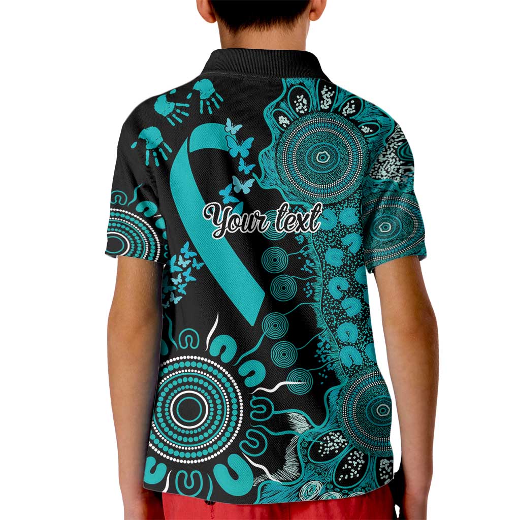 PTSD Awareness Personalised Kid Polo Shirt Aboriginal Ribbon Dot Painting