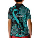 PTSD Awareness Personalised Kid Polo Shirt Aboriginal Ribbon Dot Painting
