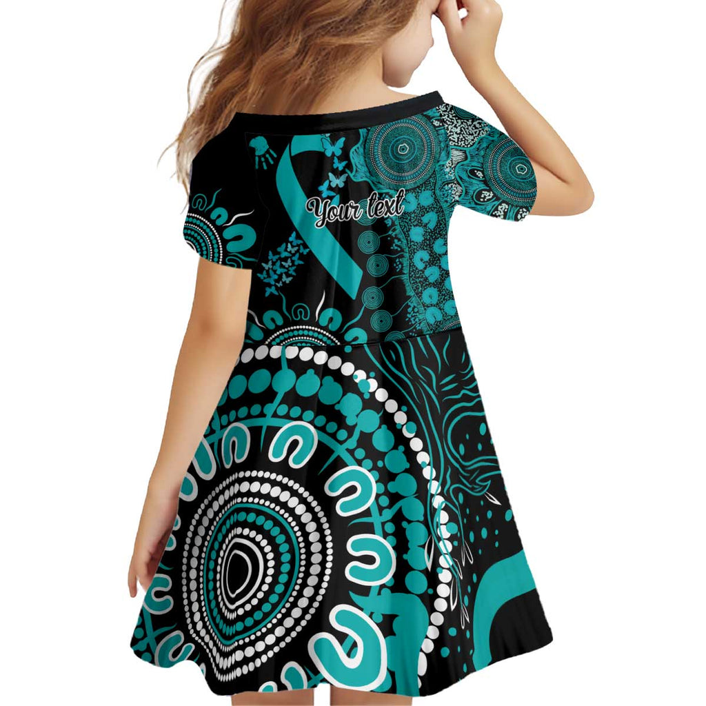 PTSD Awareness Personalised Kid Short Sleeve Dress Aboriginal Ribbon Dot Painting