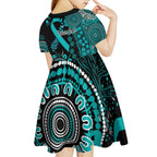 PTSD Awareness Personalised Kid Short Sleeve Dress Aboriginal Ribbon Dot Painting