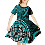 PTSD Awareness Personalised Kid Short Sleeve Dress Aboriginal Ribbon Dot Painting